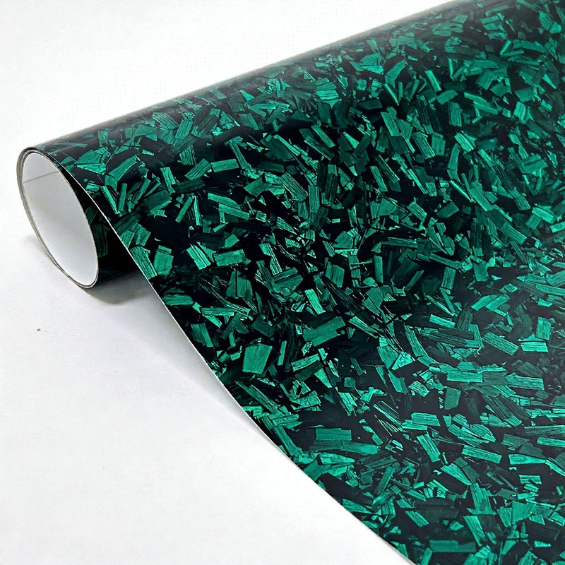 PET Forged Carbon Fiber Vinyl Wrap, Gloss Black, For Car Interior Center Console, Side Mirror, Exterior Body Decal Sticker